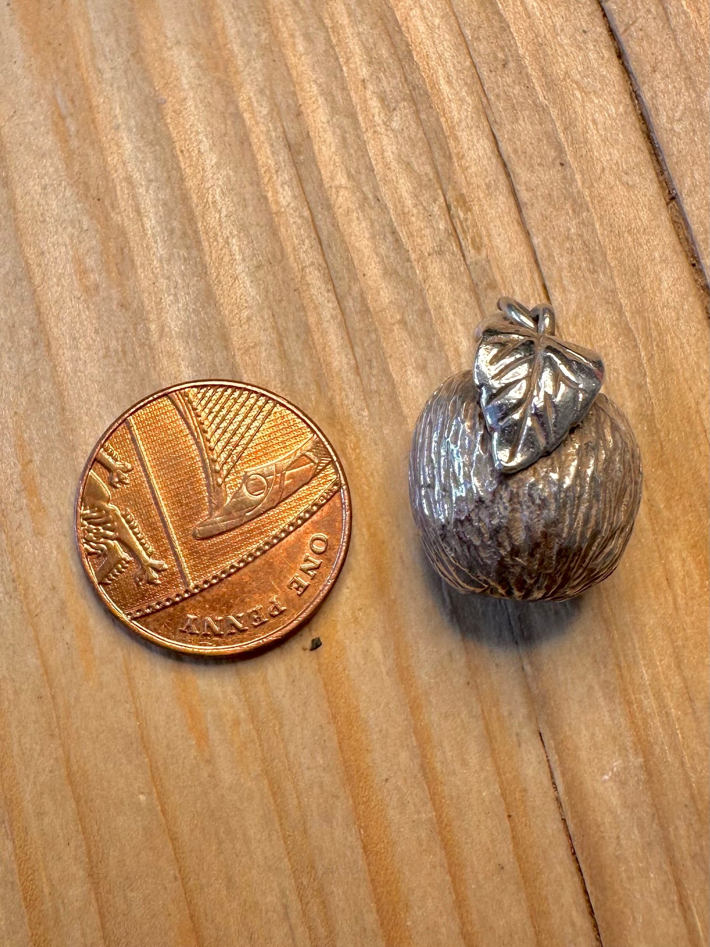 Vintage Apple Textured 925 Silver Pendant