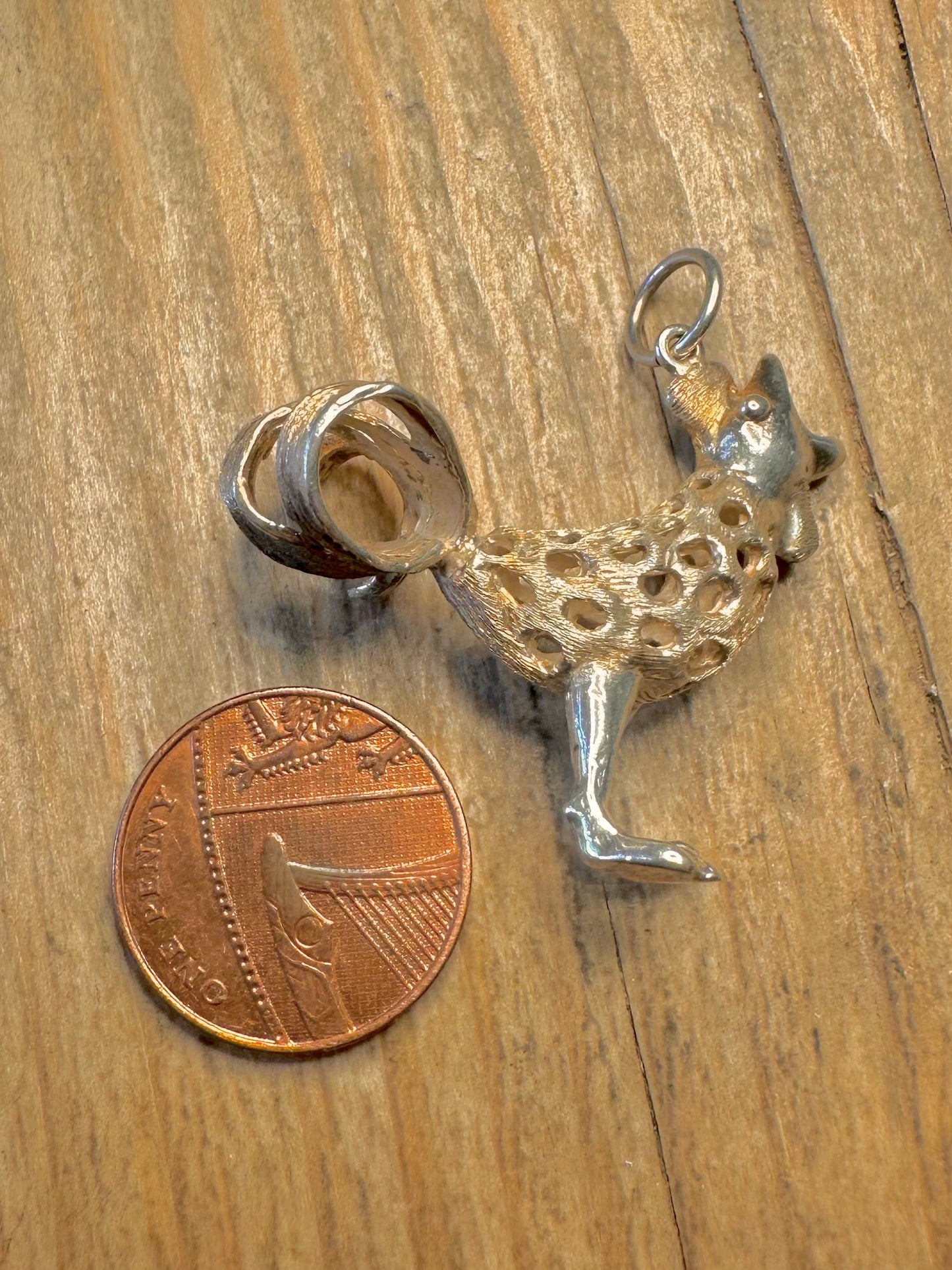 Vintage 1975 Rooster 925 Sterling Silver Pendant