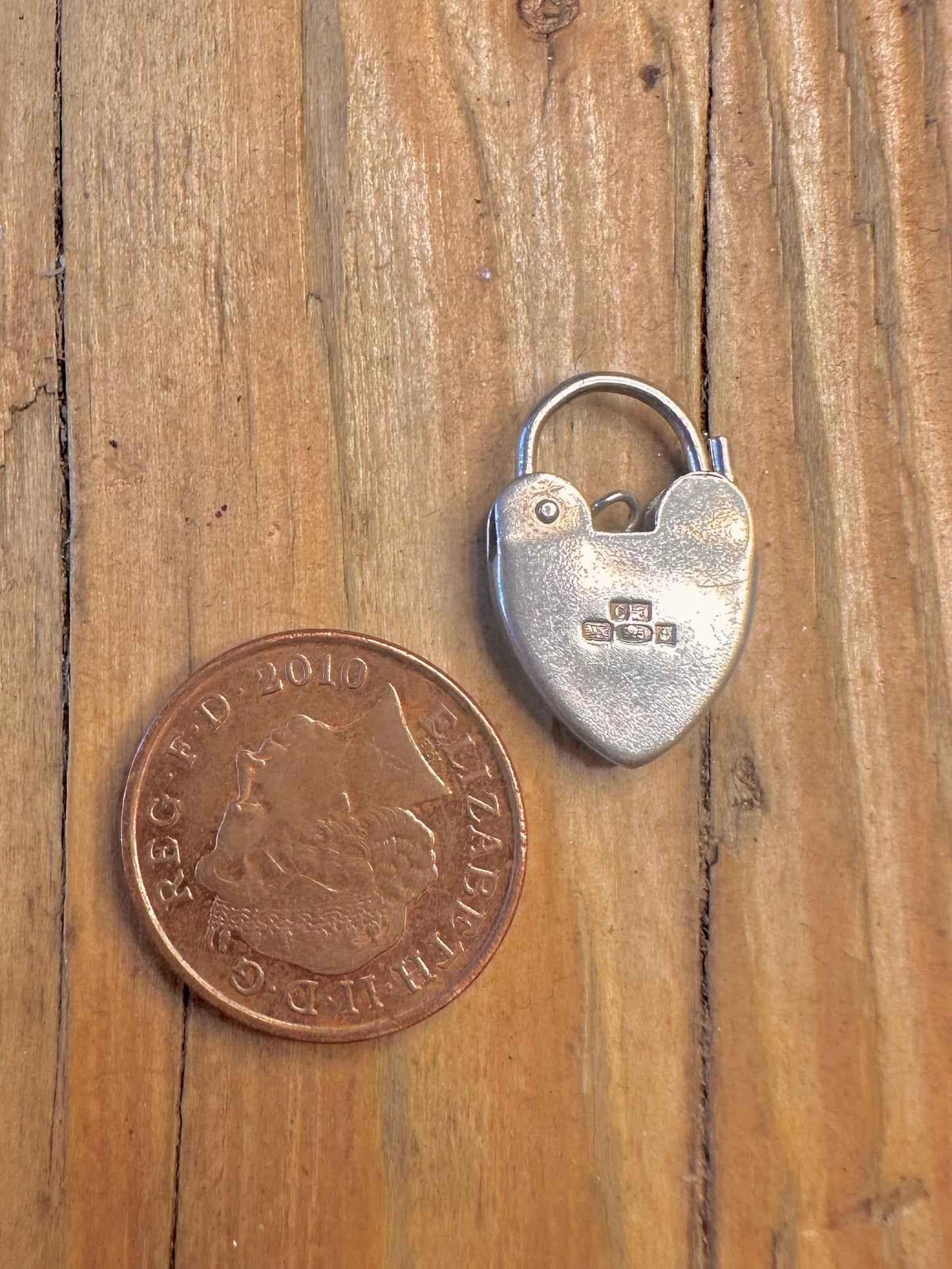 Heart Padlock Hallmarked 925 Sterling Silver Charm Pendant