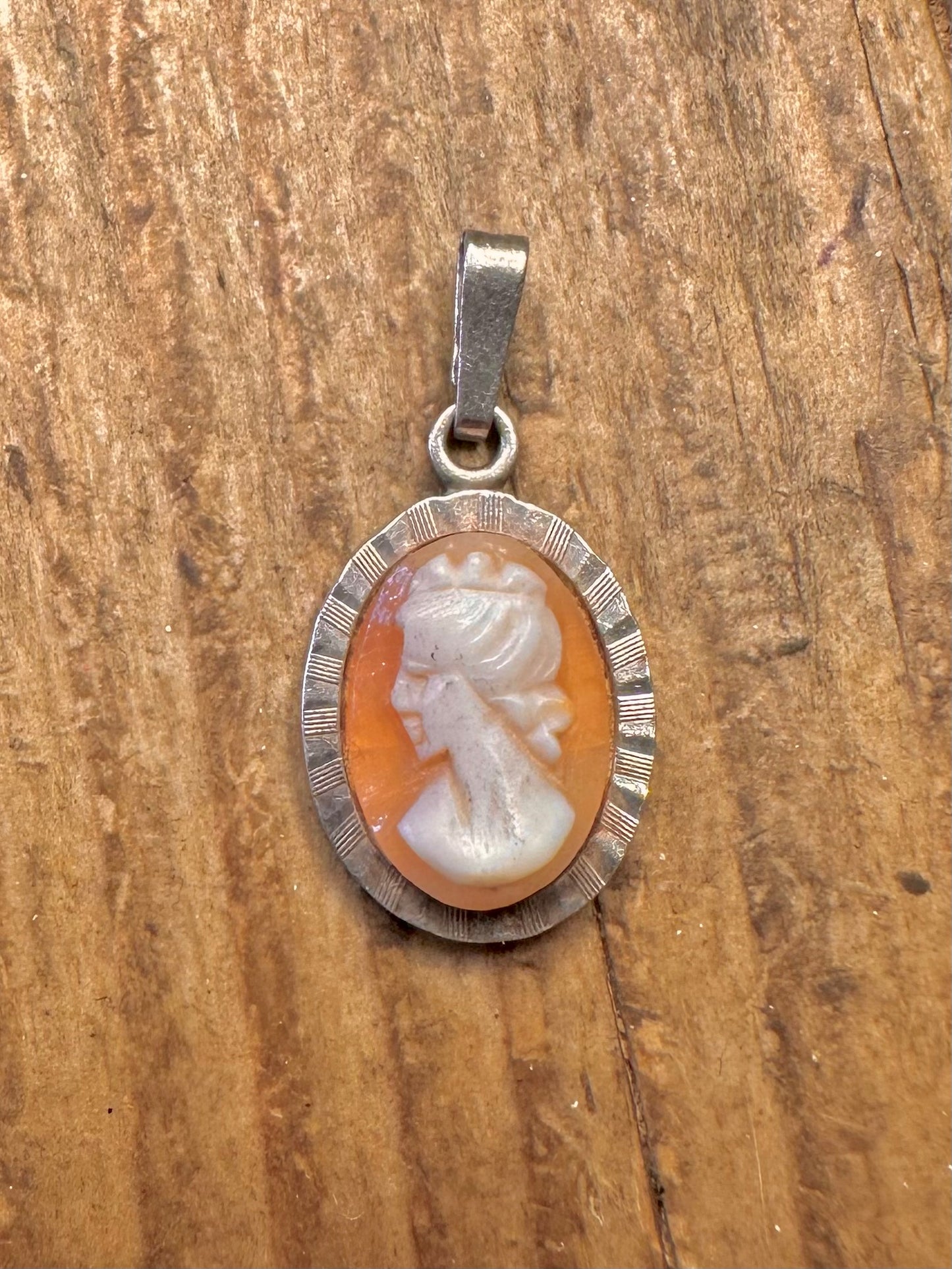 Cameo Textured Frame 925 Sterling Silver Pendant