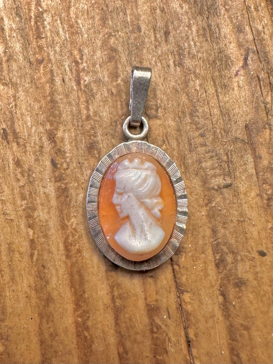 Cameo Textured Frame 925 Sterling Silver Pendant