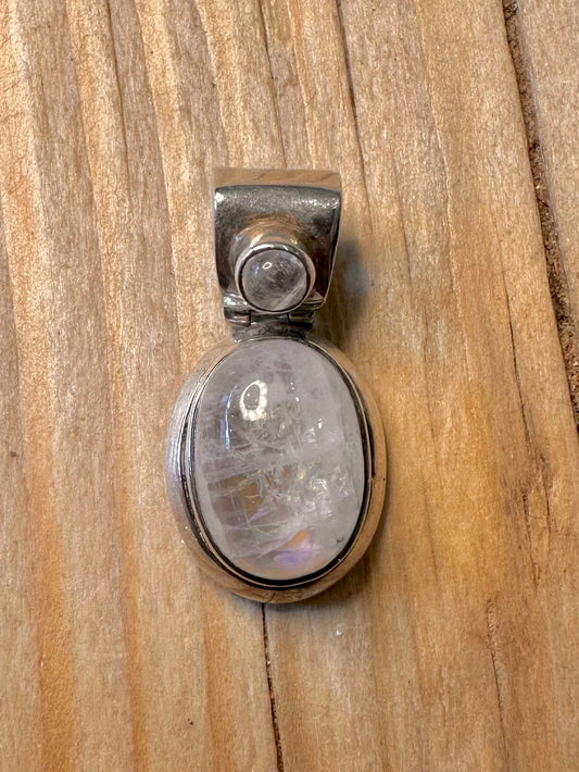 Vintage Moonstone Oval 925 Silver Pendant