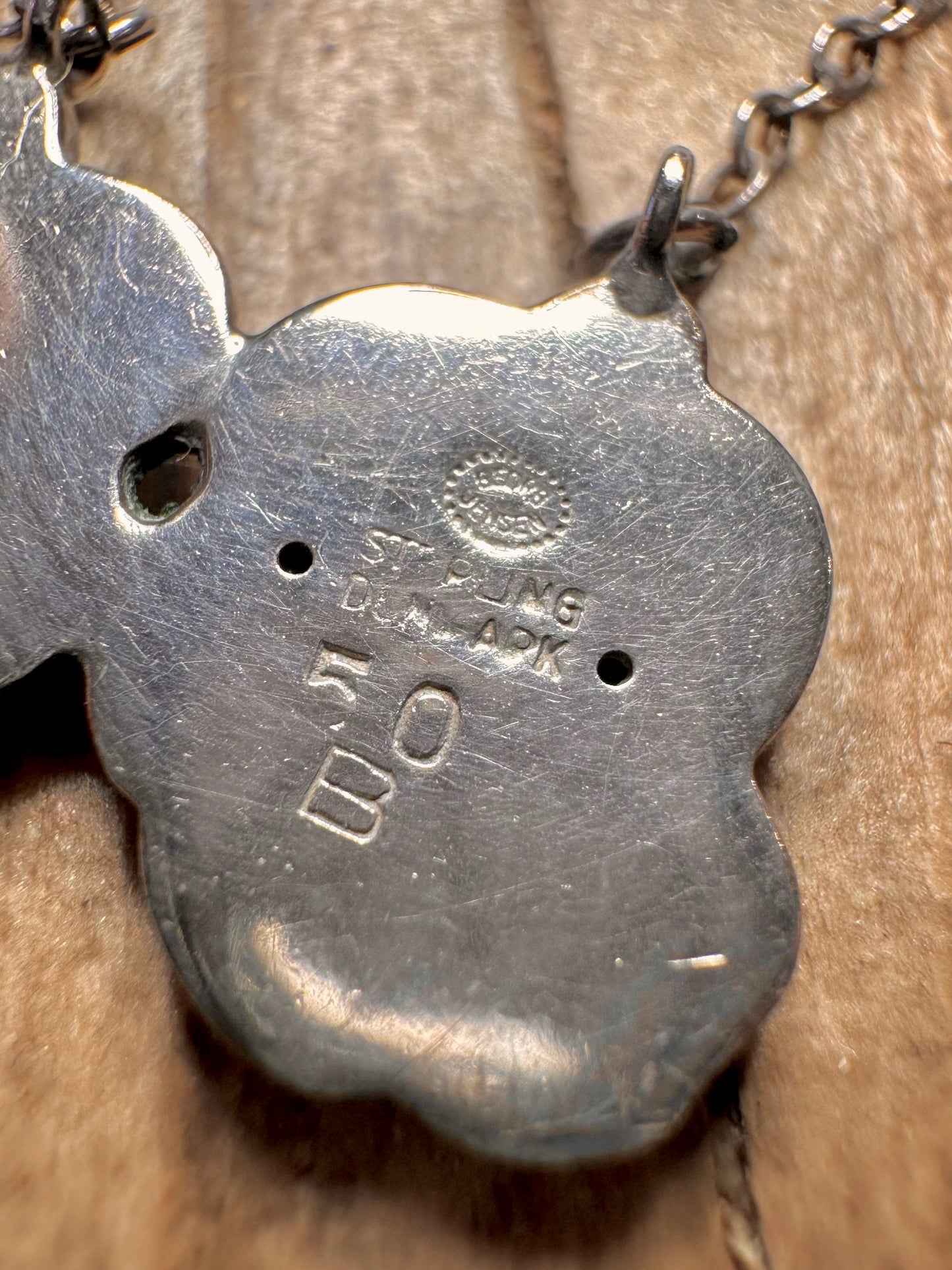 Vintage Georg Jensen Double Leaf 50B Denmark 925 Sterling Silver Necklace