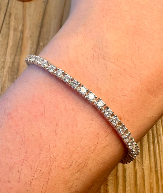 White CZ Stone Tennis Bracelet 925 Sterling Silver 7 inch Bracelet