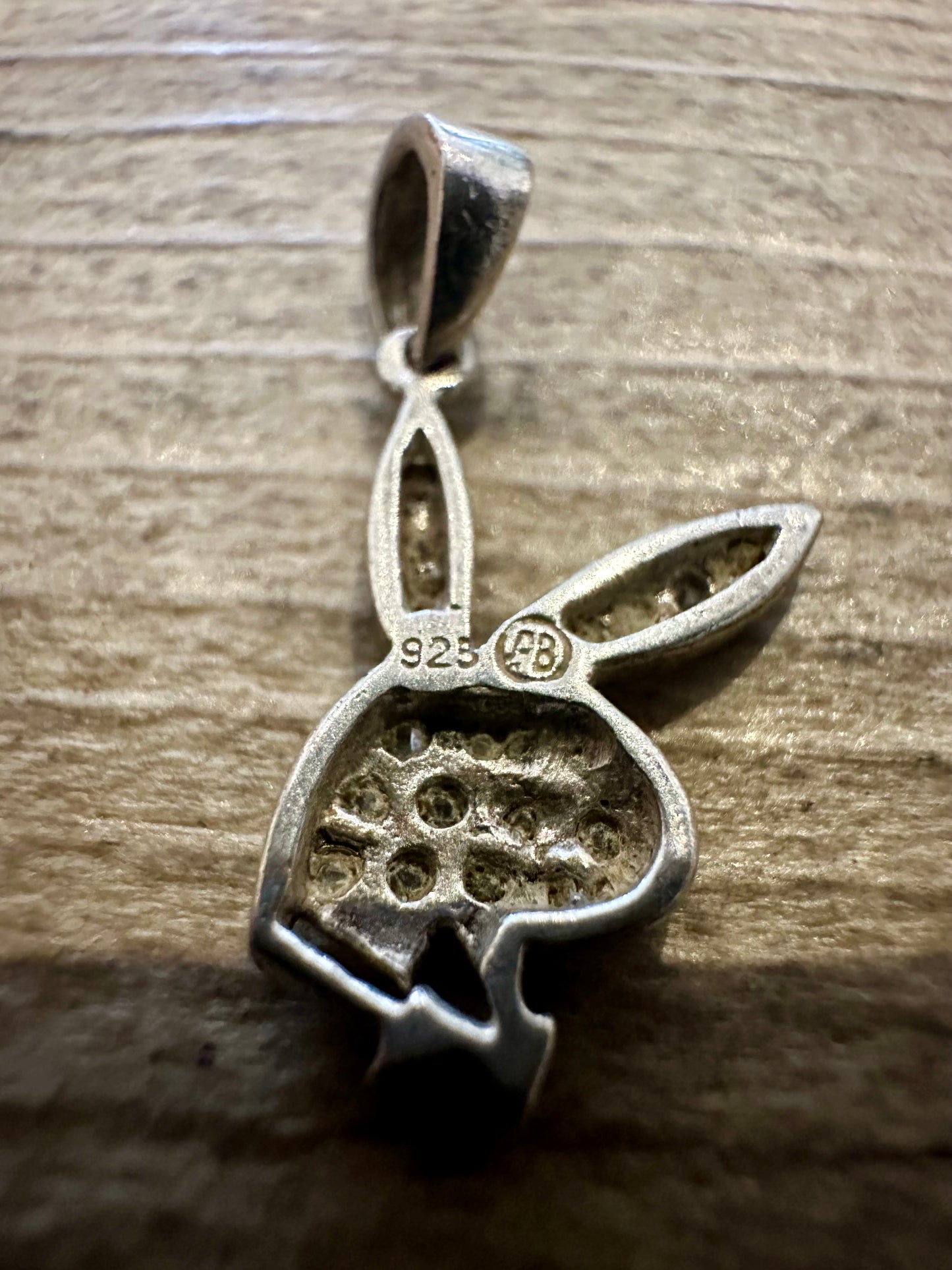 Vintage Play Boy Rabbit CZ Stones 925 Silver Pendant