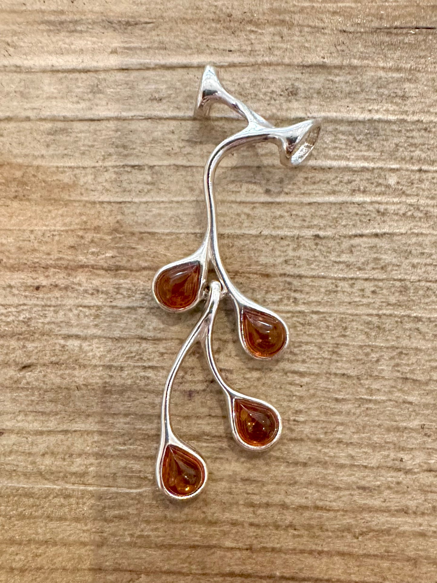 Abstract Amber Dangle 925 Silver Pendant