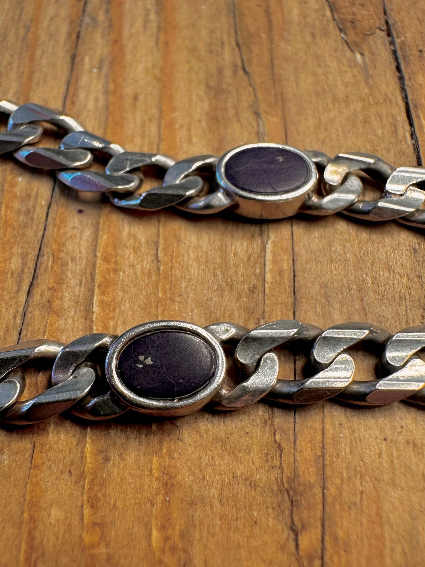 Lapis Lazuli Curb Chain 925 Sterling Silver 8 inch Bracelet