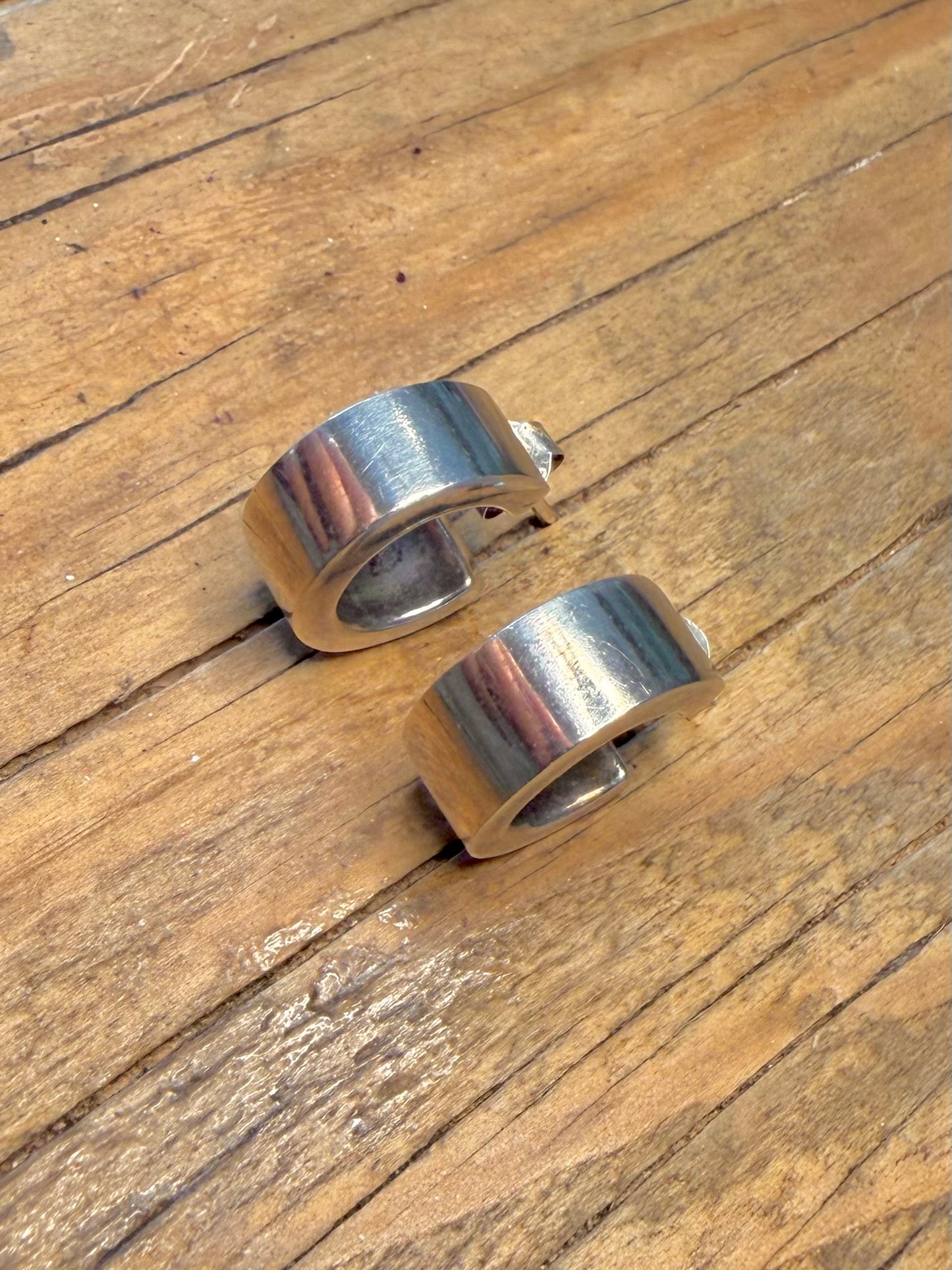 Chunky Half Hoop 925 Sterling Silver Earrings
