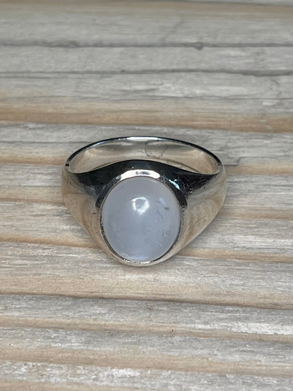 Oval Moonstone Signet 925 Sterling Silver Size L1/2 Ring