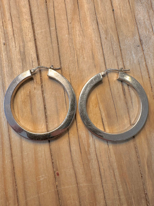 Vintage Chunky Hoops Italian 925 Silver Earrings