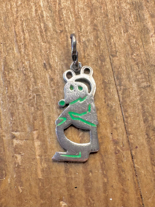 Bear Green Enamel 800 Silver Pendant