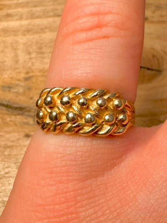 Vintage 1982 9ct Gold Keepers Size O Ring