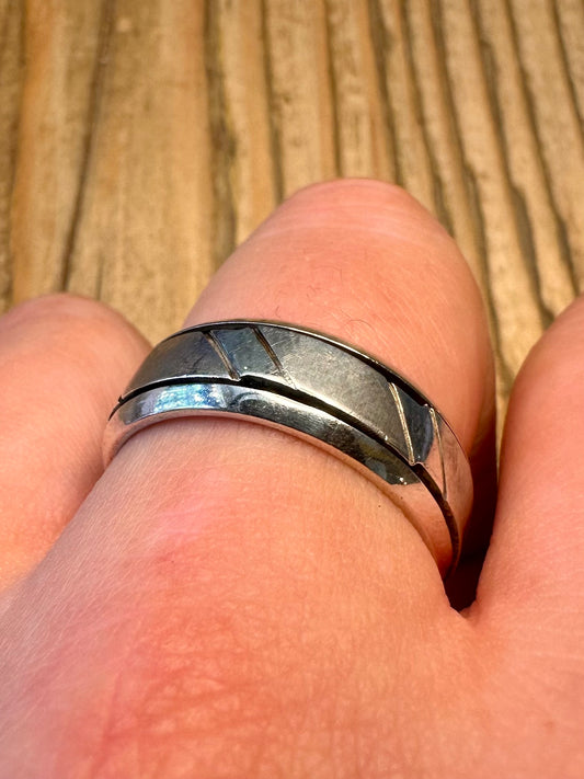 Abstract Spinner Band 925 Sterling Silver Size V Ring