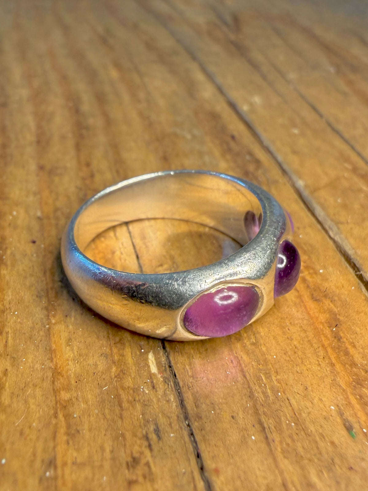 Abstract Amethyst Dome 925 Sterling Silver Size L1/2 Ring