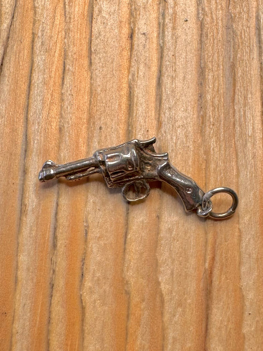 Vintage Revolver 925 Sterling Silver Charm Pendant