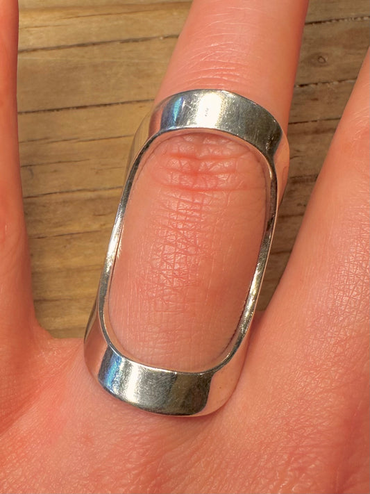 Abstract Open Oval Design 925 Sterling Silver Size P1/2 Ring