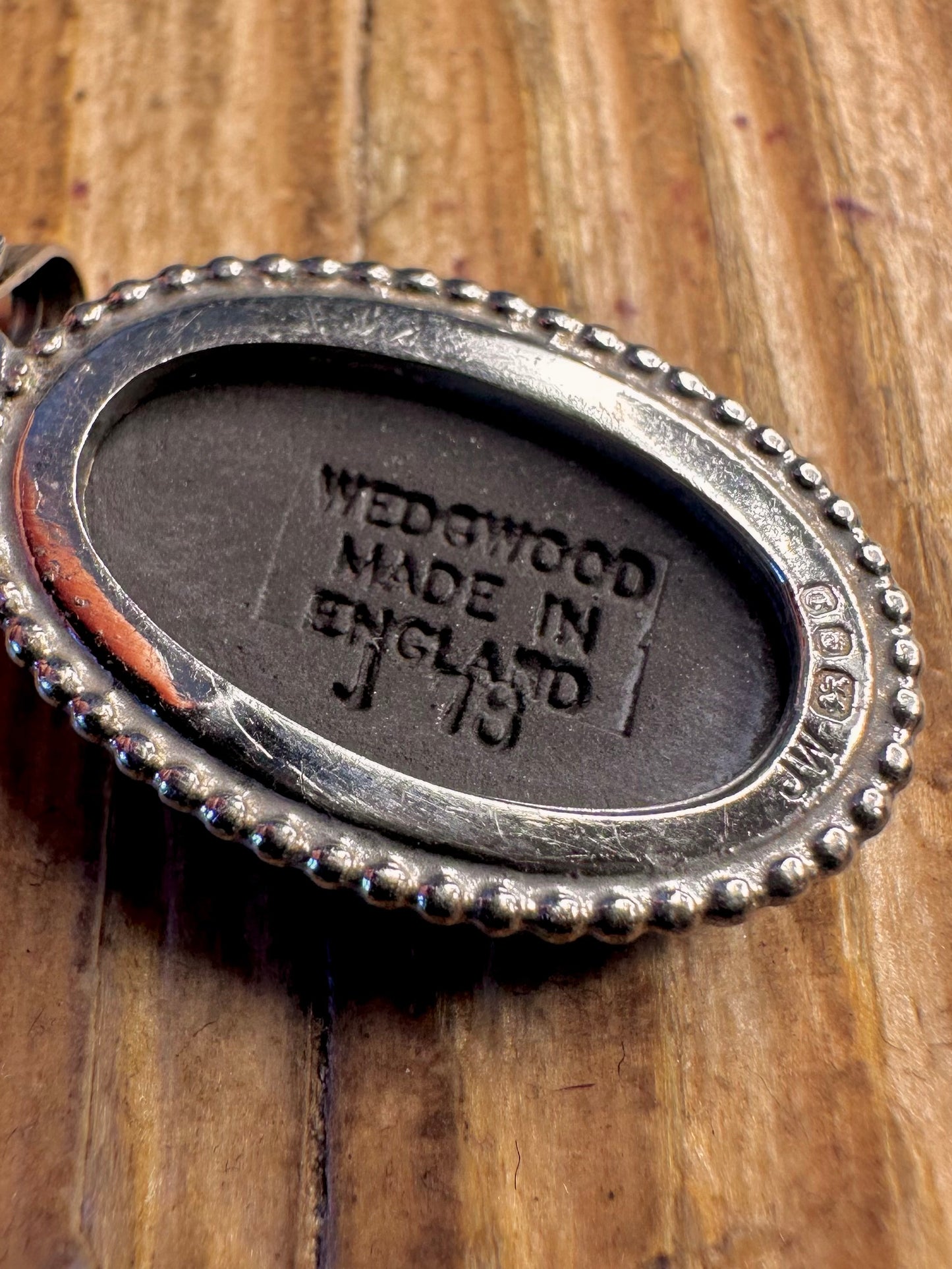 Black 1978 Wedgwood Cameo 925 Sterling Silver Pendant