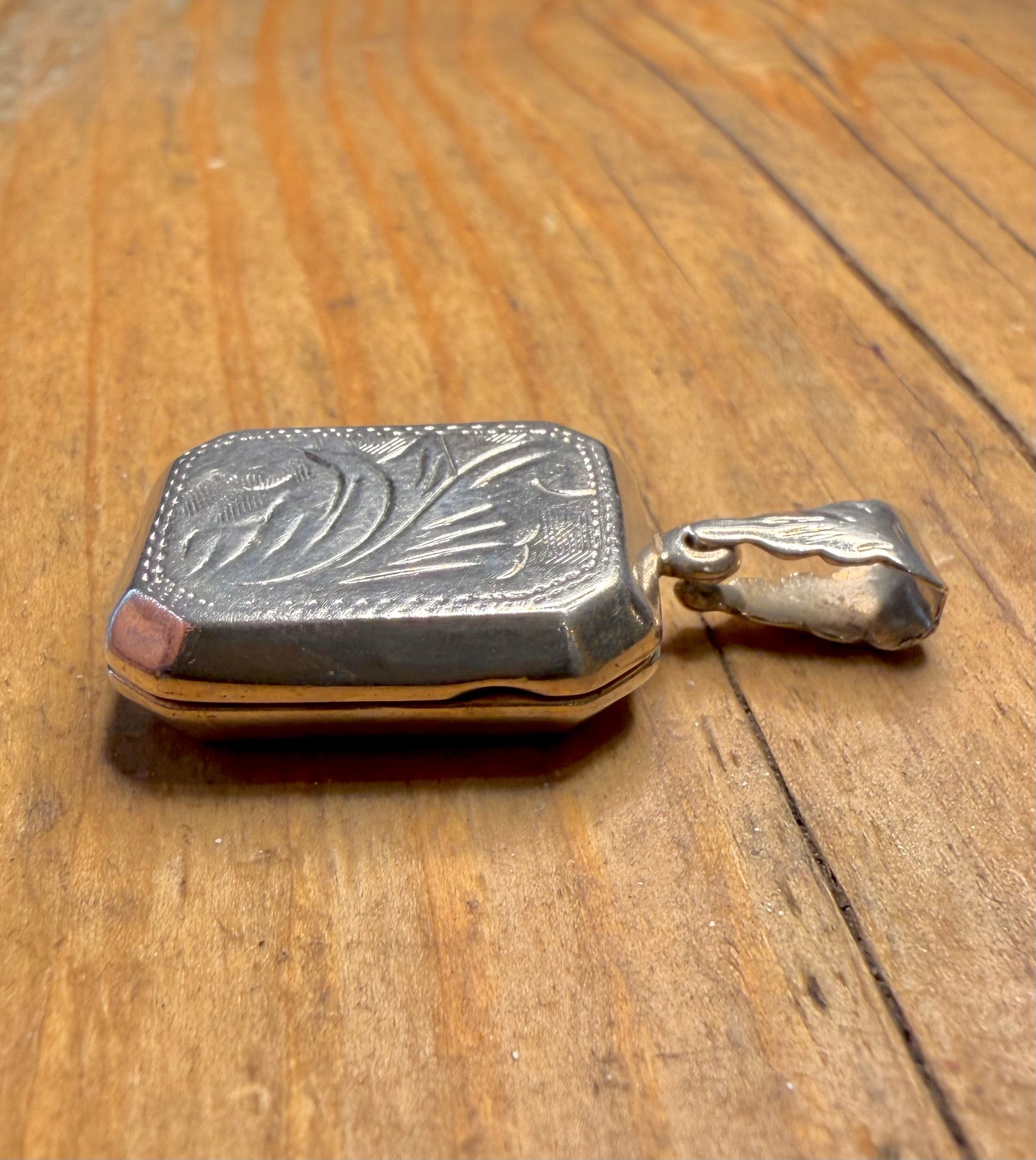 Rectangle Engraved Locket 925 Sterling Silver Pendant