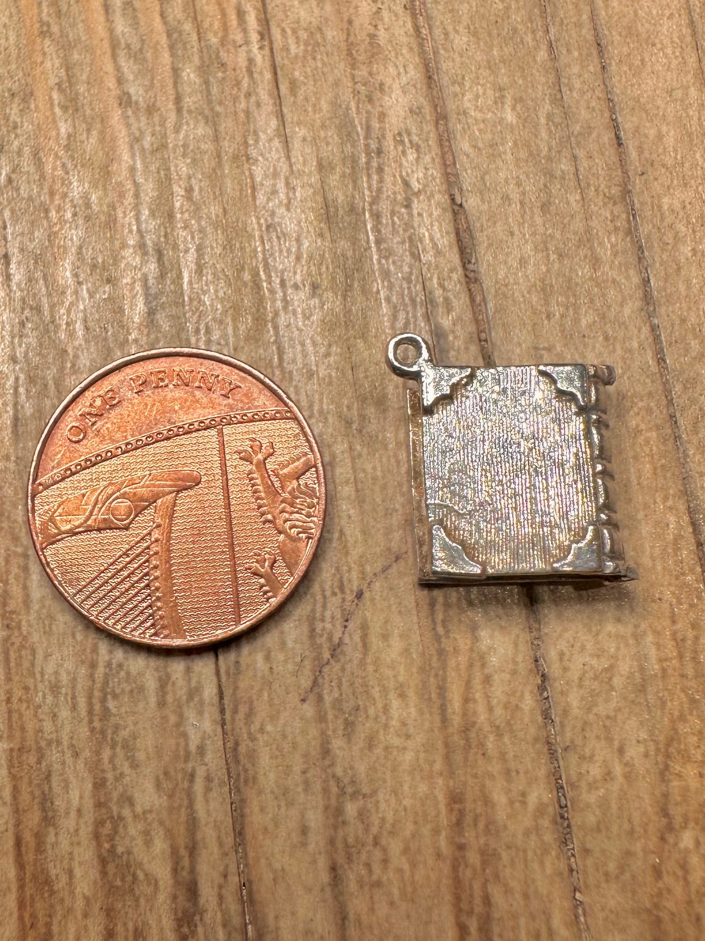 Vintage Holy Bible Book 925 Sterling Silver Charm Pendant