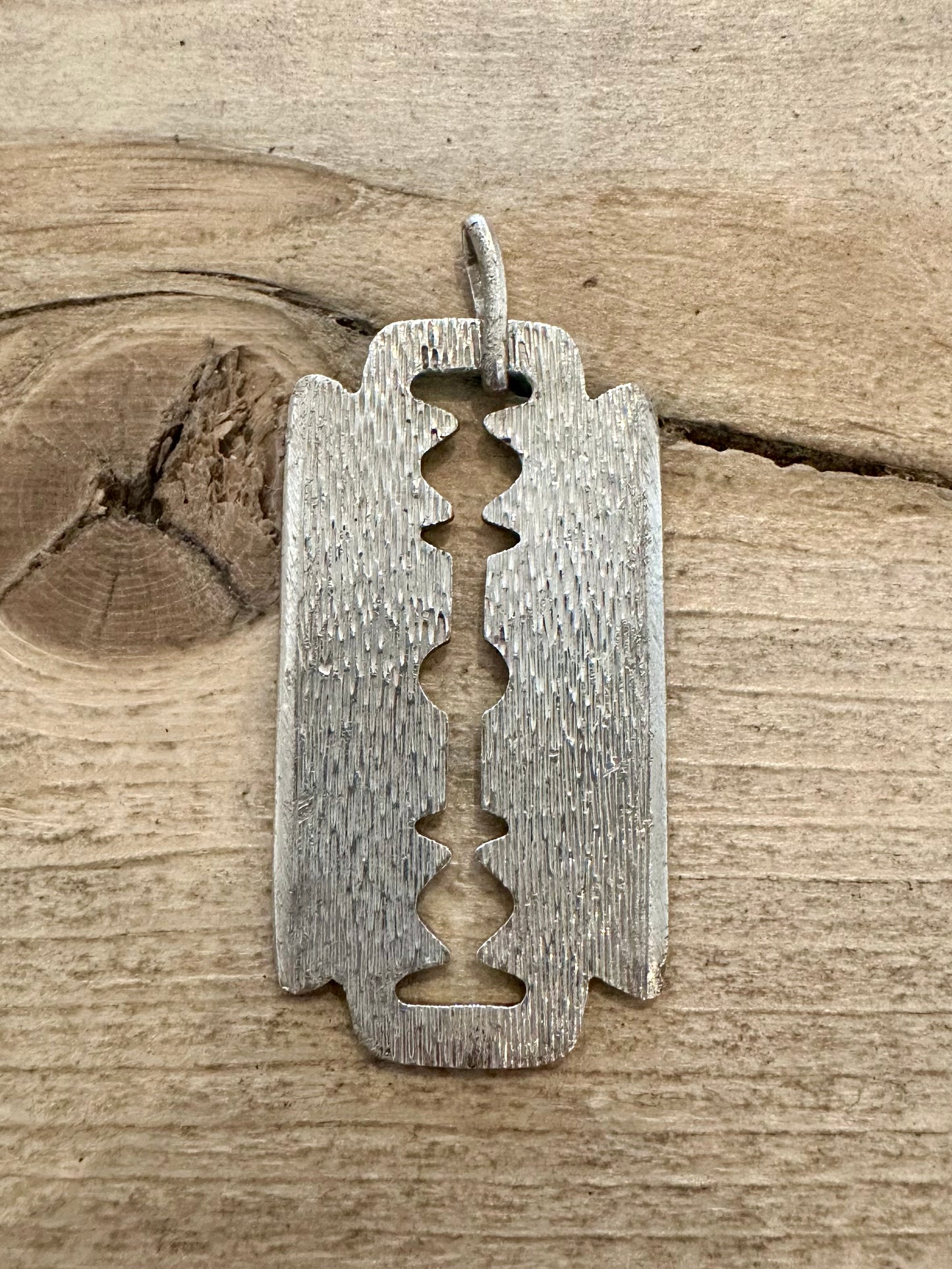 Vintage Bark Effect Blade 925 Silver Pendant