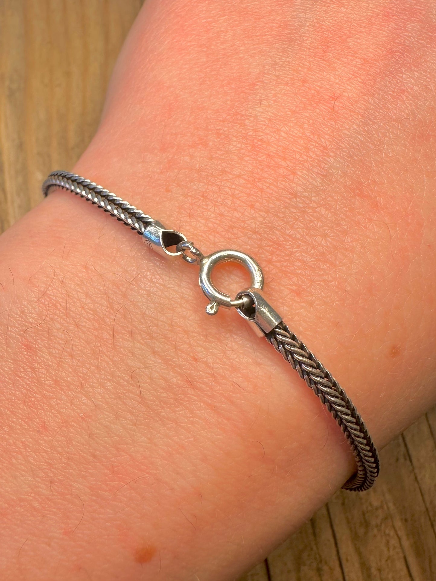 Vintage Fox Tail Chain 925 Sterling Silver 7.4 inch Bracelet