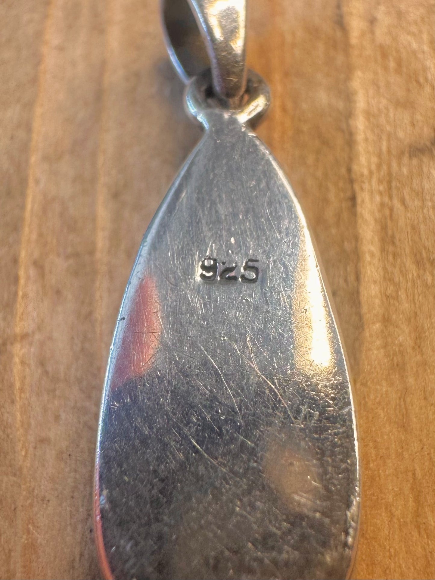 Blue Mother of Pearl Teardrop 925 Sterling Silver Pendant
