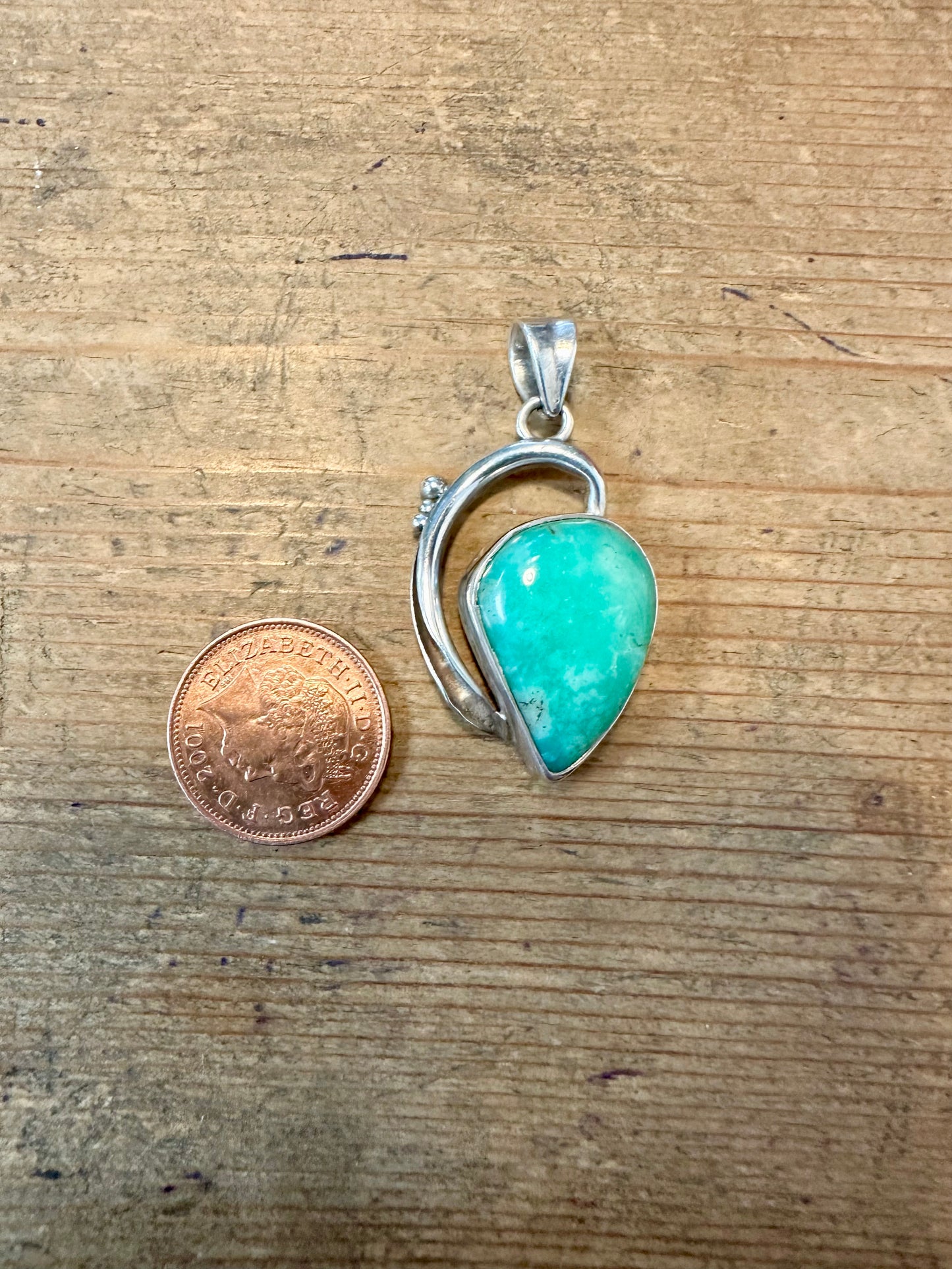 Abstract Turquoise 925 Silver Pendant