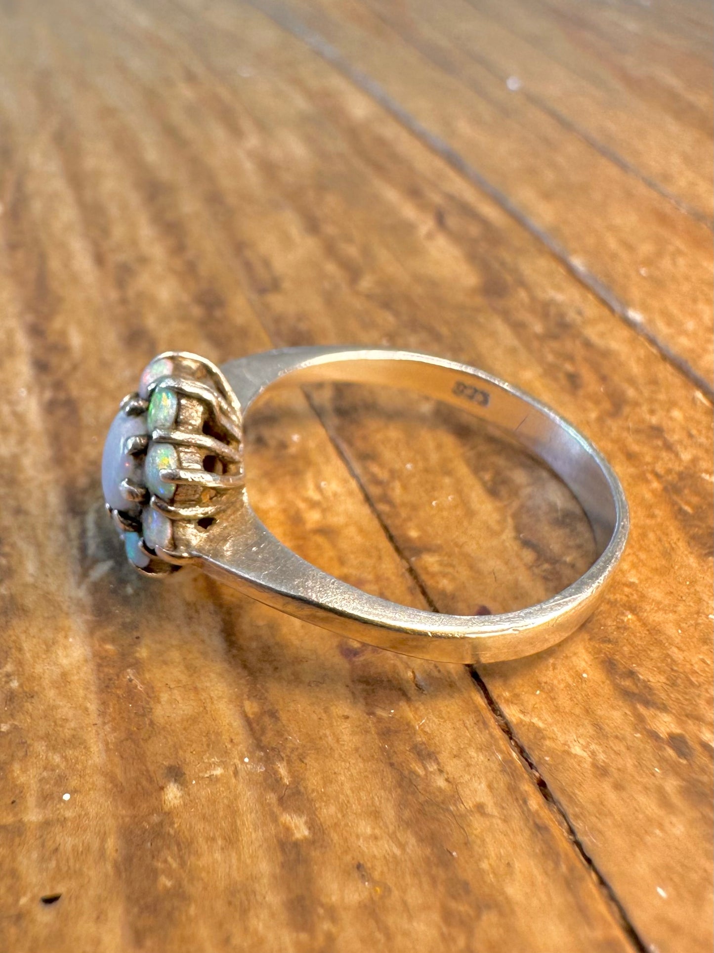 Opal Cluster 925 Sterling Silver Size L Ring