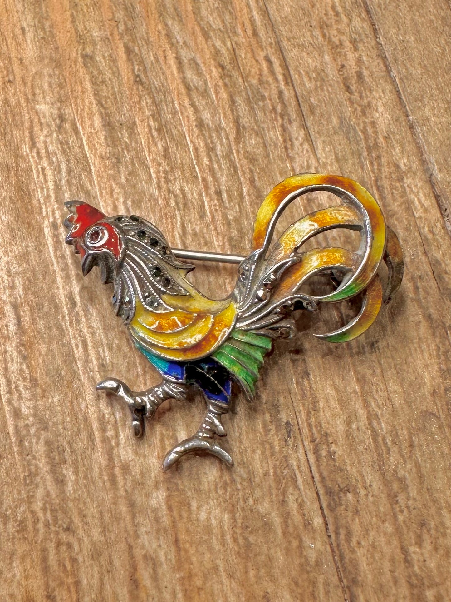 Vintage Alice Caviness Hahn Emaille 925 Sterling Silber Brosche