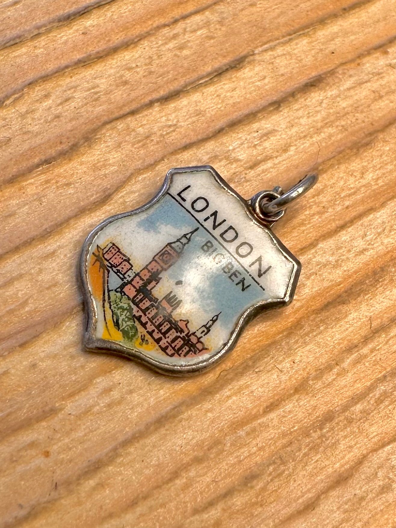 Vintage London Big Ben Crest 925 Sterling Pendant