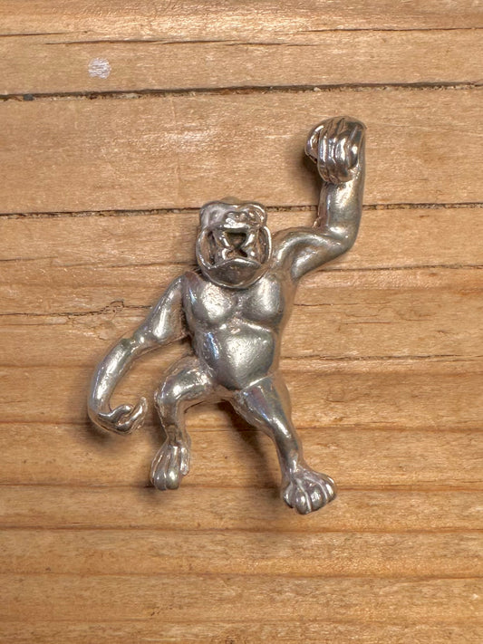 Vintage Heavy Ape Monkey 925 Sterling Silver Pendant