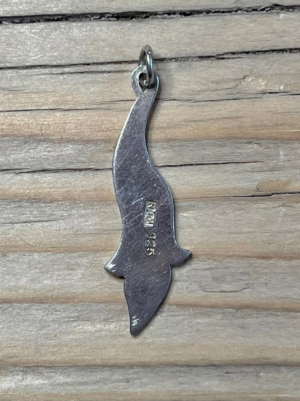 Curved Abstract 925 Marked N.HH Sterling Silver Pendant