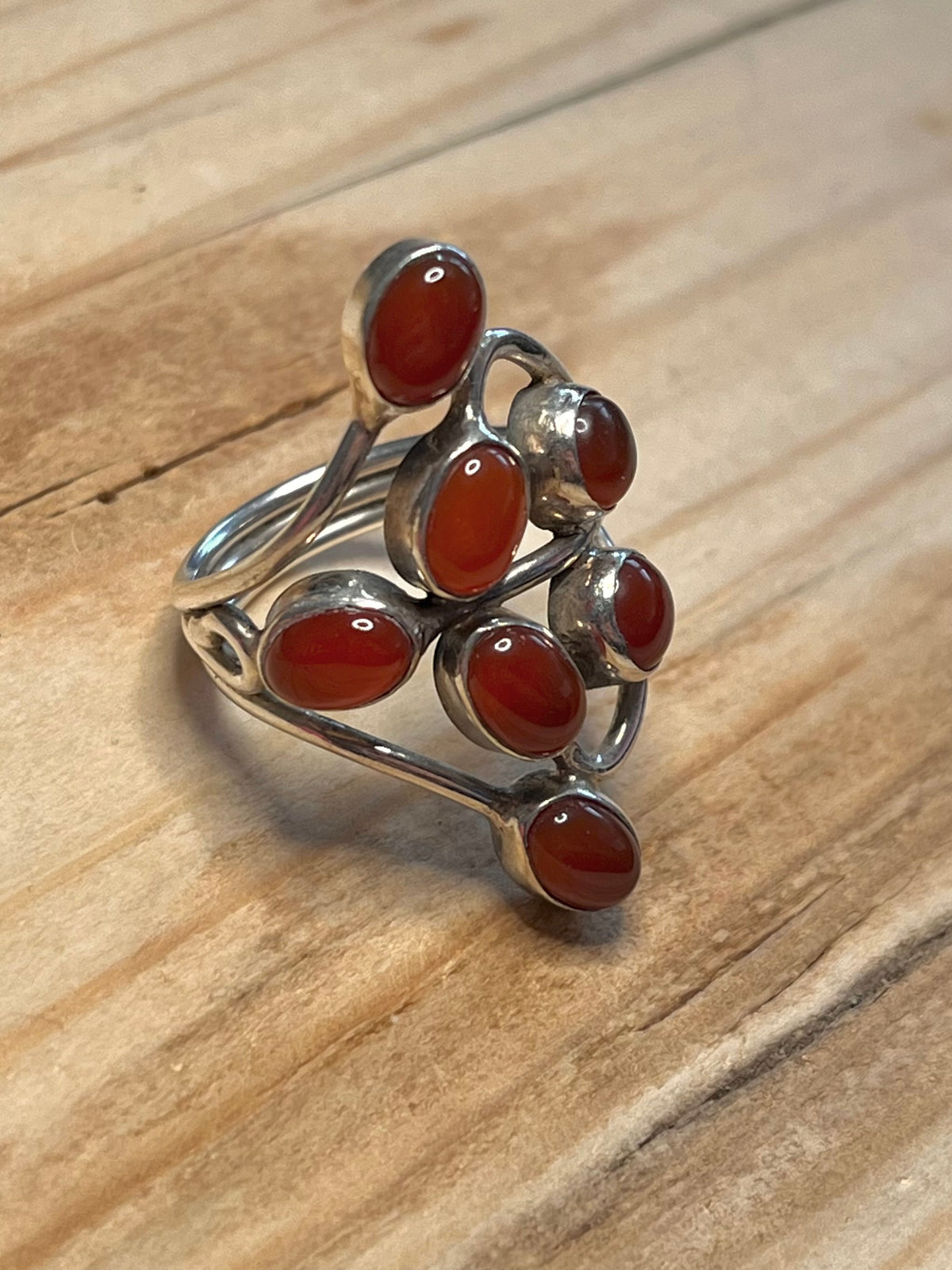Multi-Gem Carnelian 925 Sterling Silver Size R/S Ring