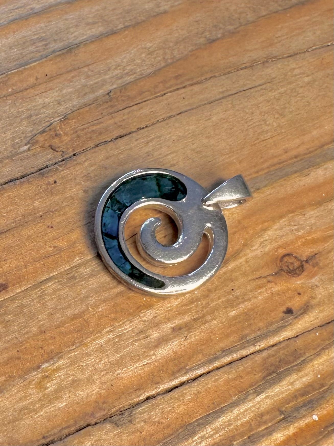 Iridescent Abalone Swirl 925 Sterling Silver Pendant