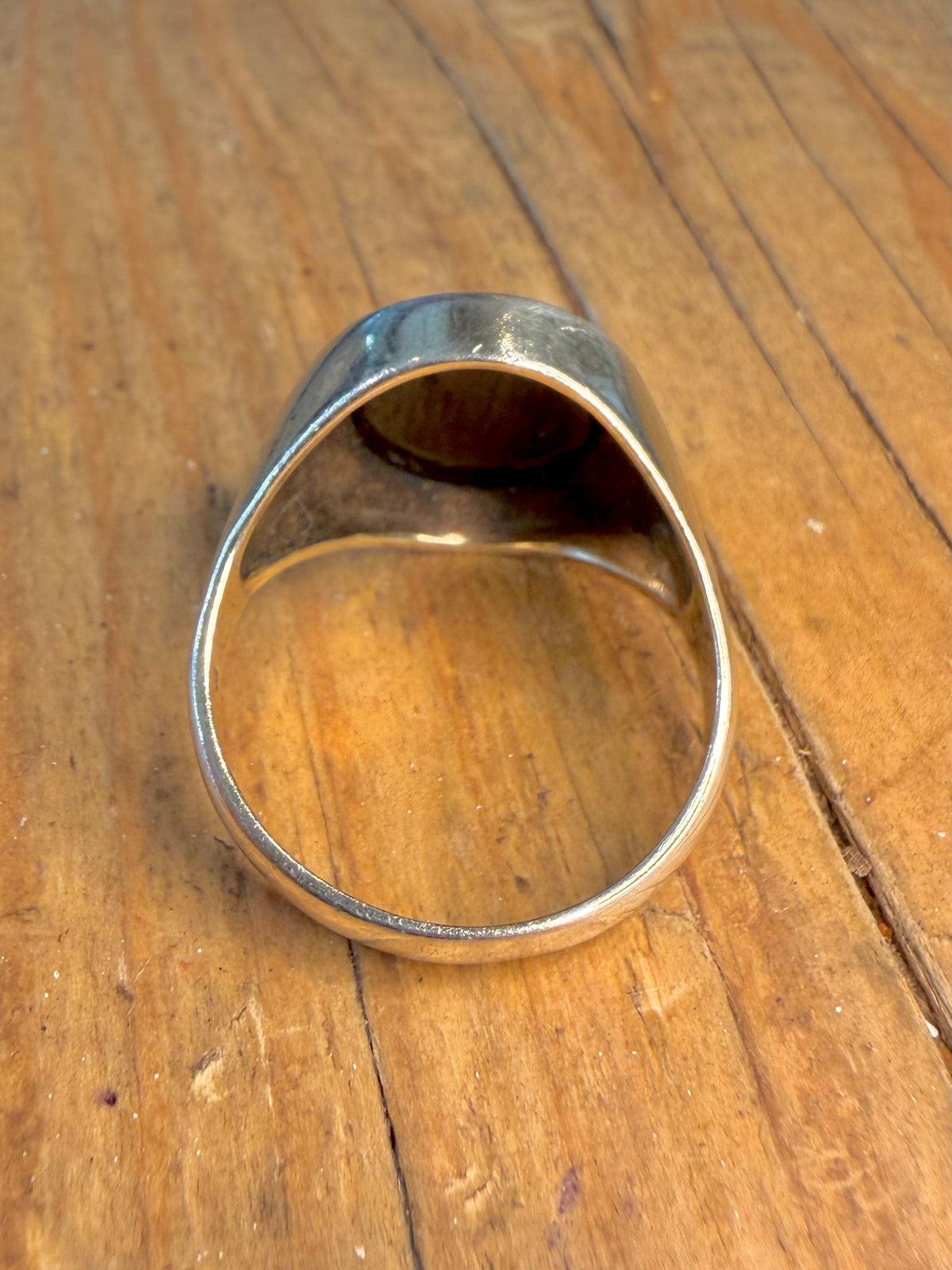 Black Onyx Signet Gold on 925 Sterling Silver Size V Ring