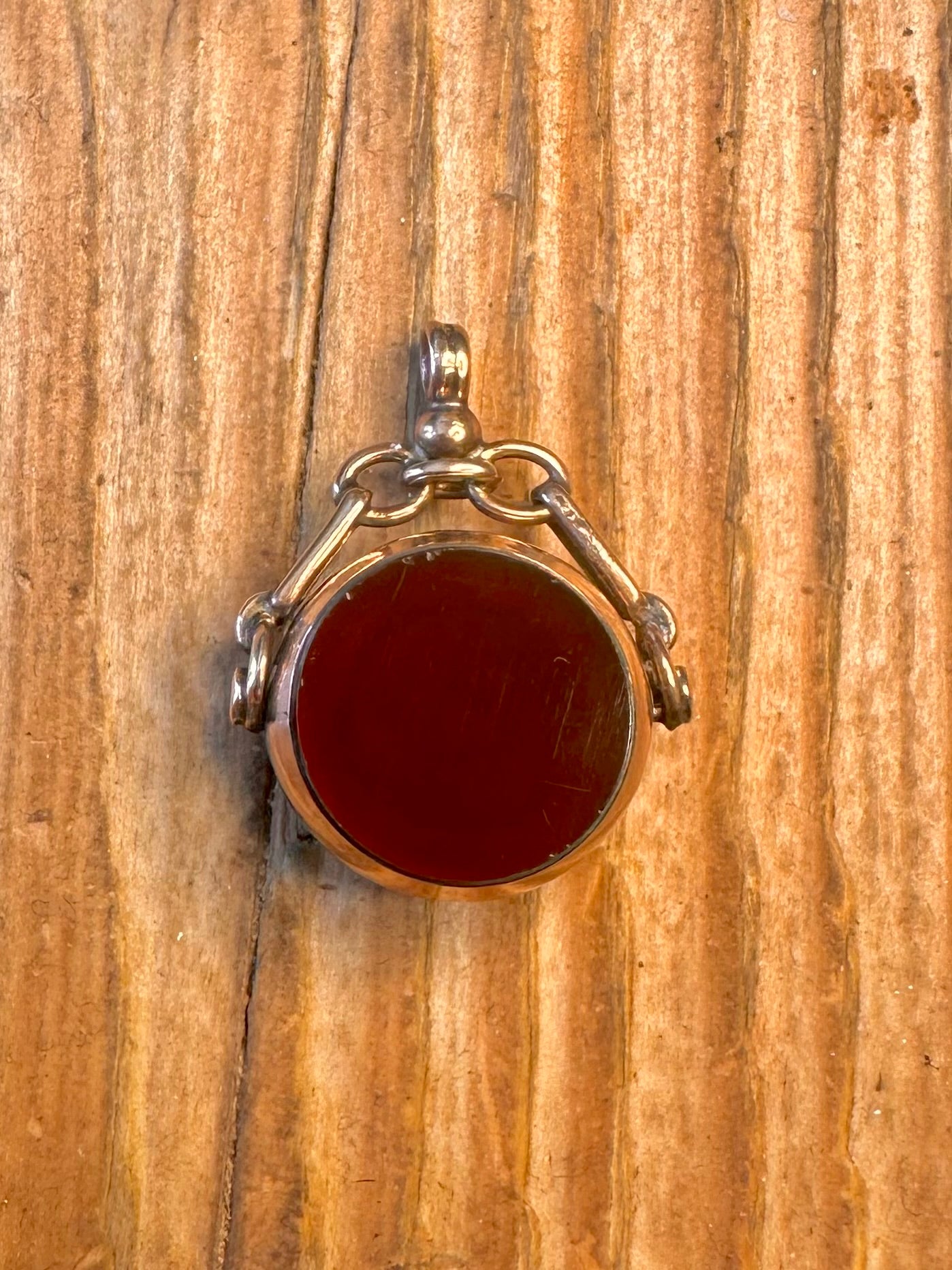 Antique 1912 9ct Gold Spinning Fob Carnelian and Bloodstone Pendant