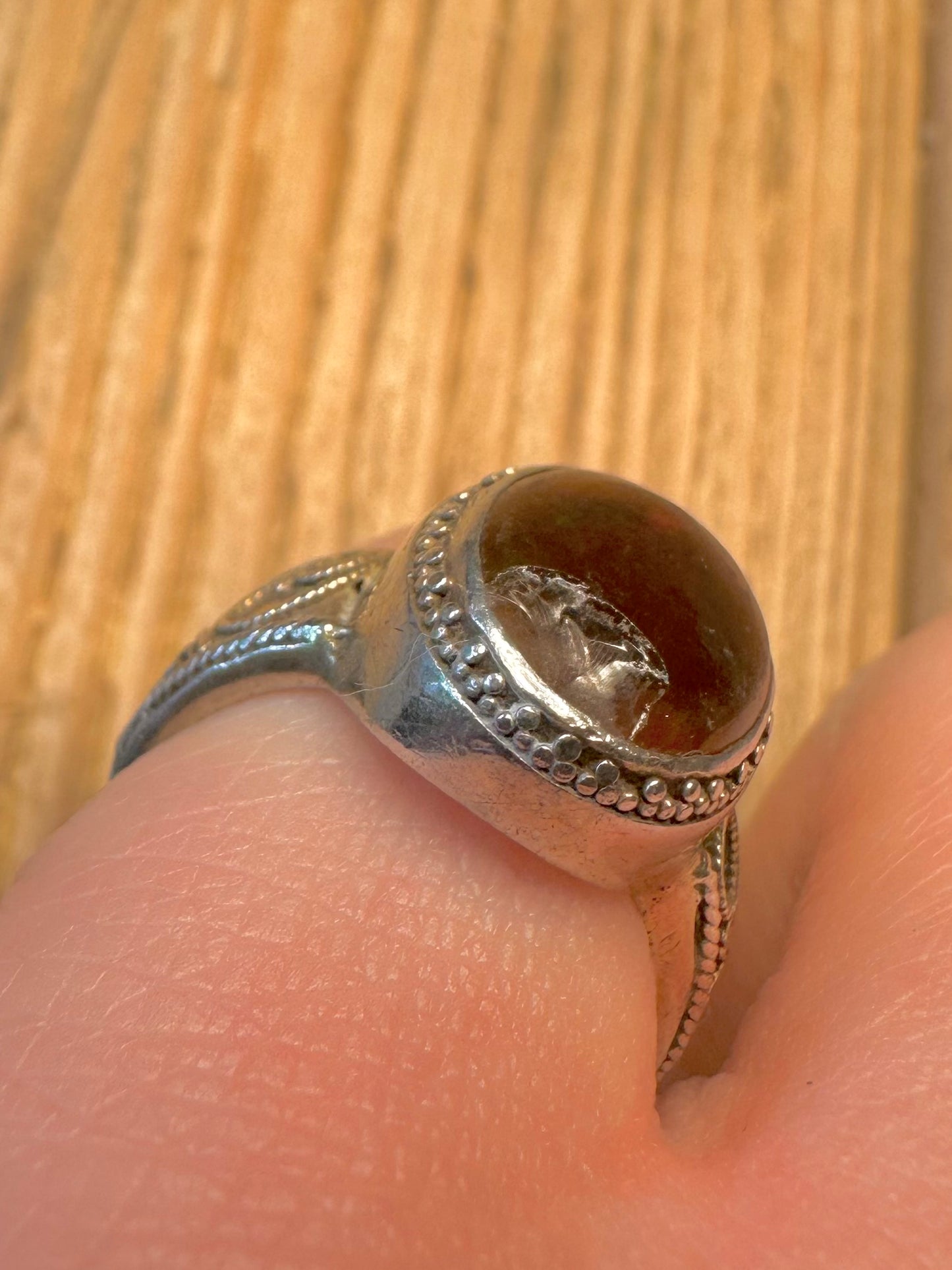 Vintage Red Agate Tribal 925 Sterling Silver Size N Ring