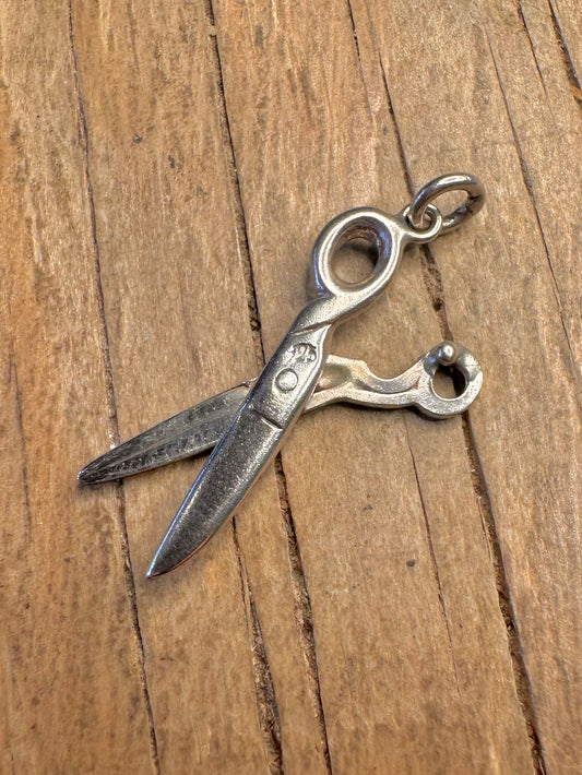 Vintage Articulated Scissors 925 Sterling Silver Charm Pendant