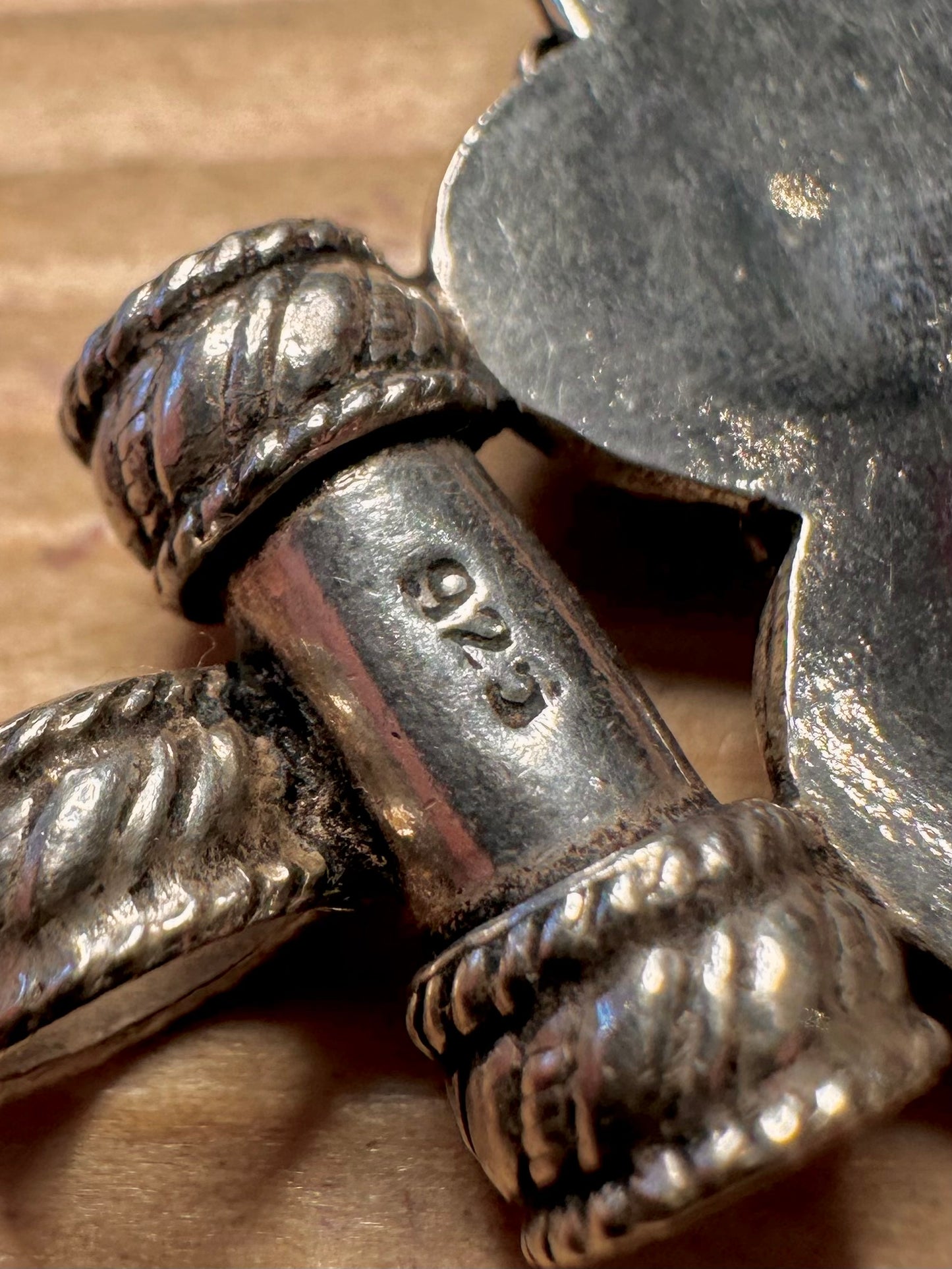 Vintage Tribal Triangle Floral 925 Sterling Silver Earrings