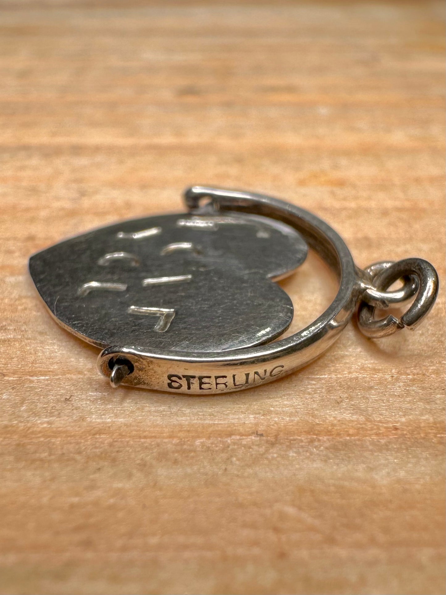 Vintage Herz "Ich liebe dich" Dreh-Anhänger aus 925 Sterling Silber