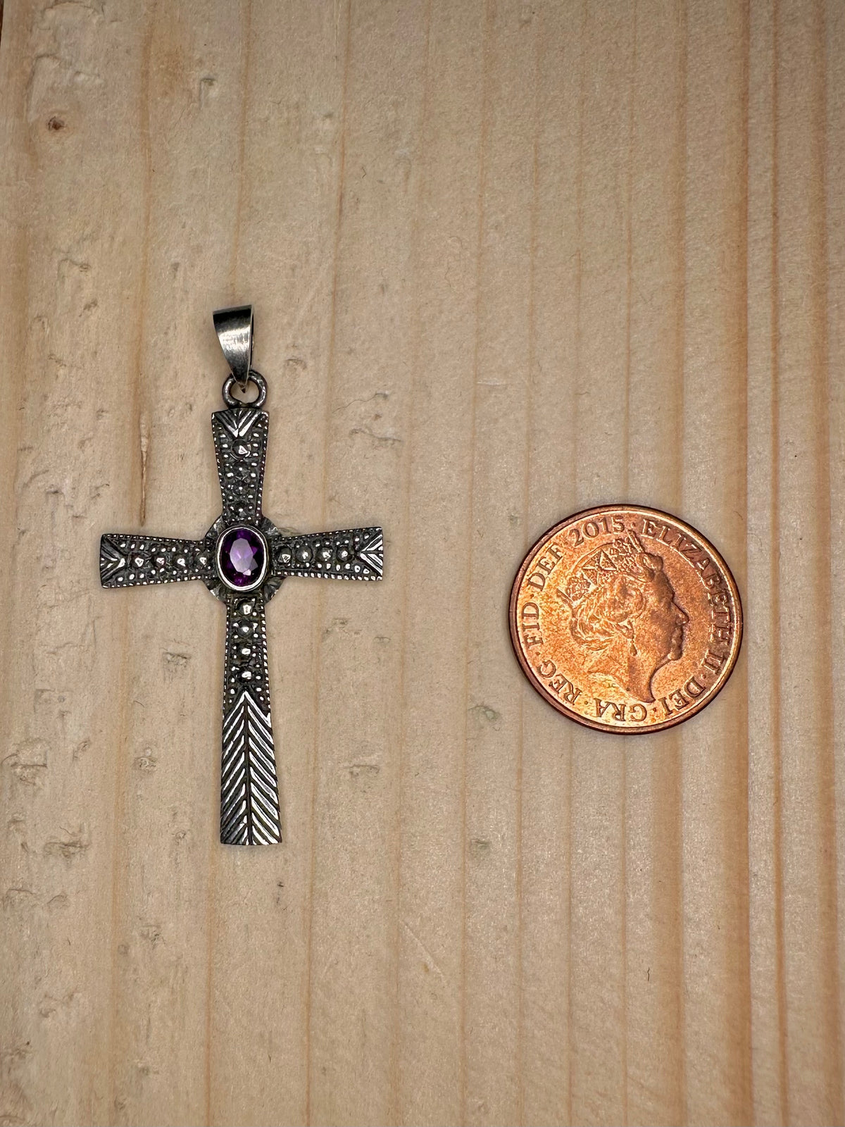 Amethyst Cross 925 Sterling Silver Pendant