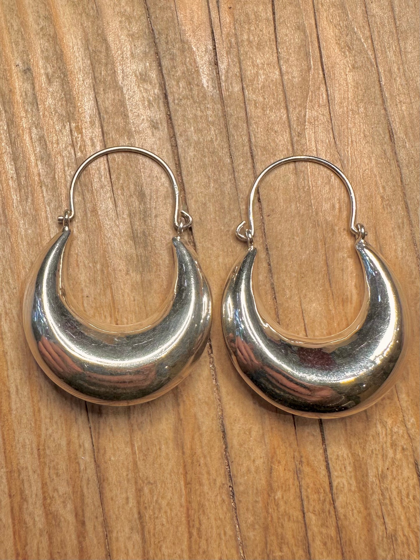 Abstract Chunky Hoops 925 Sterling Silver Earrings