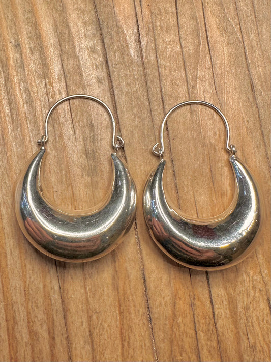 Abstract Chunky Hoops 925 Sterling Silver Earrings