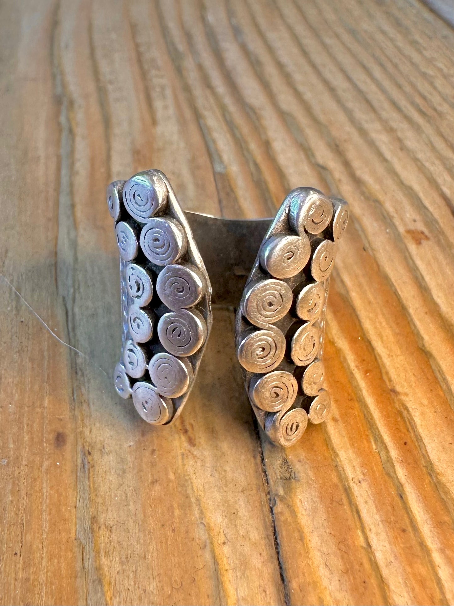 Bohemian Swirl Open Front 925 Sterling Silver Size P1/2 Ring