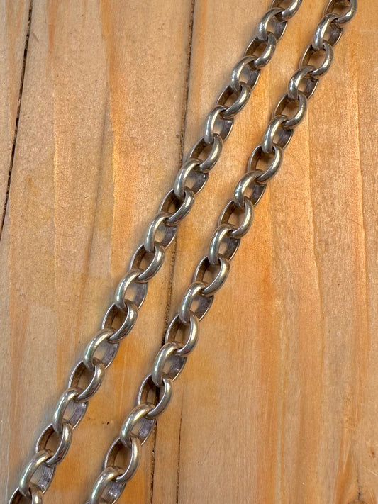 Vintage Chunky Oval Link 925 Silver Hallmarked 24.5 inch Necklace