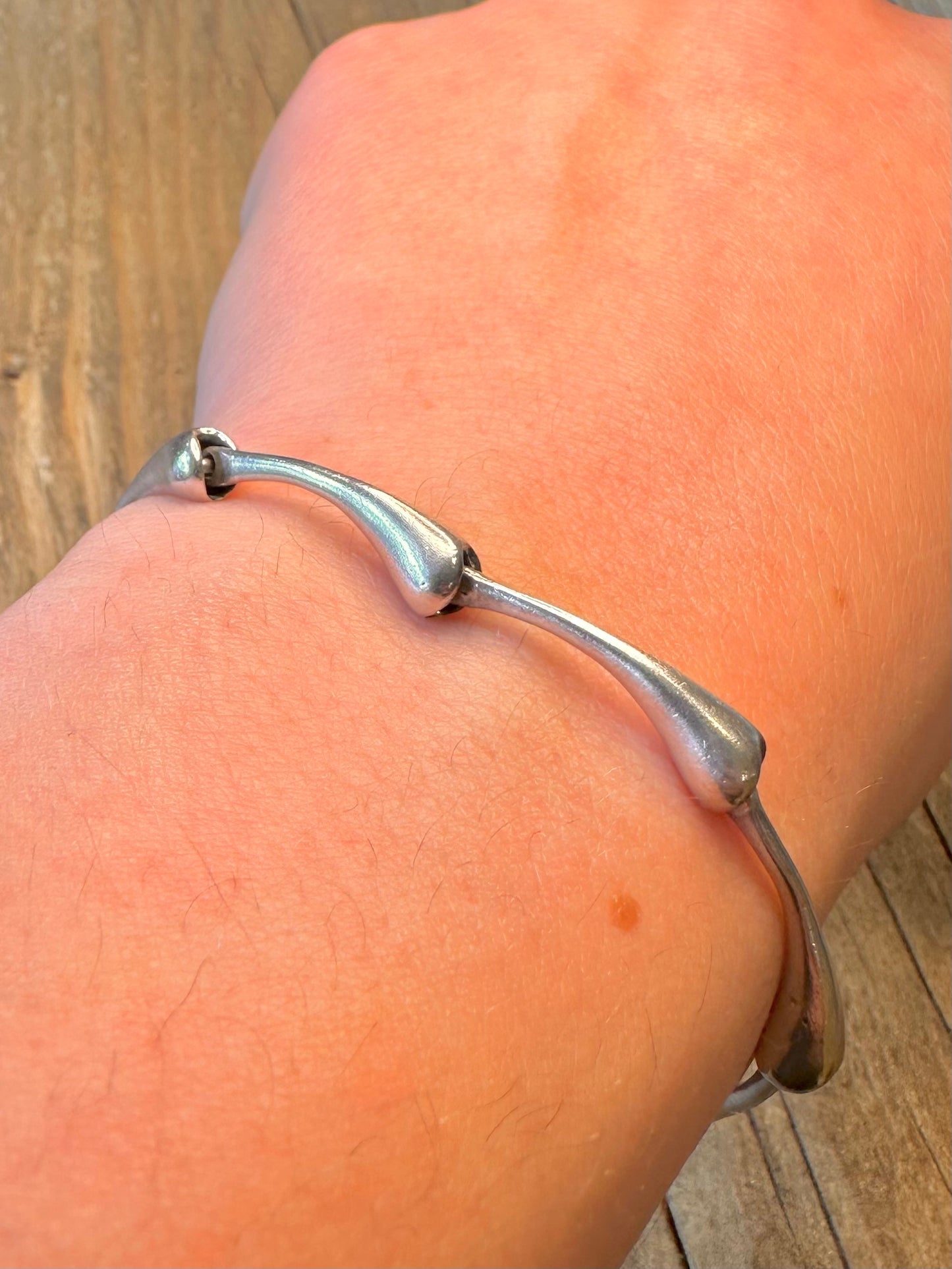 Abstract Teardrop Link 925 Sterling Silver 7.4 inch Bracelet