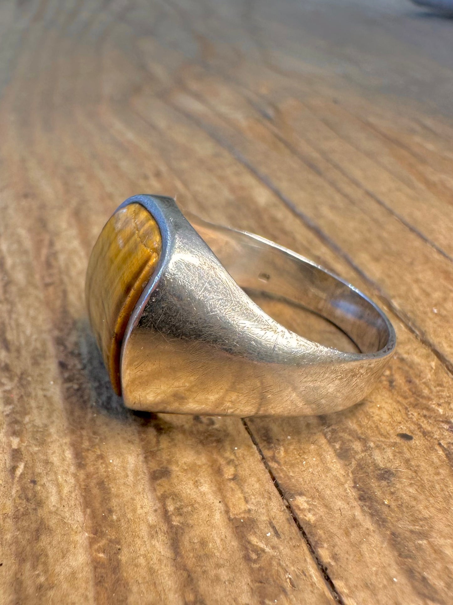 Tigerauge-Kuppel 925 Sterling Silber Ring Größe V1/2