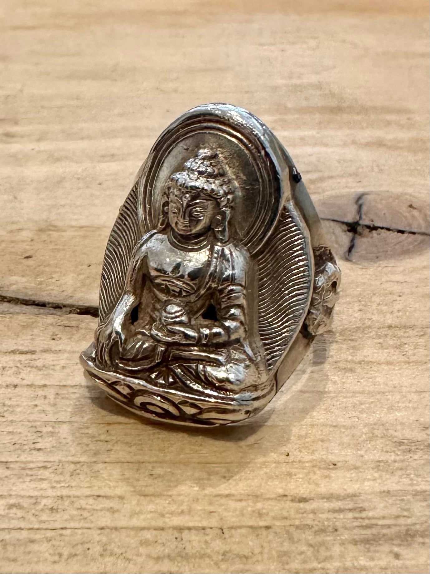 Vintage Unique Buddha Silver Size P1/2 Ring