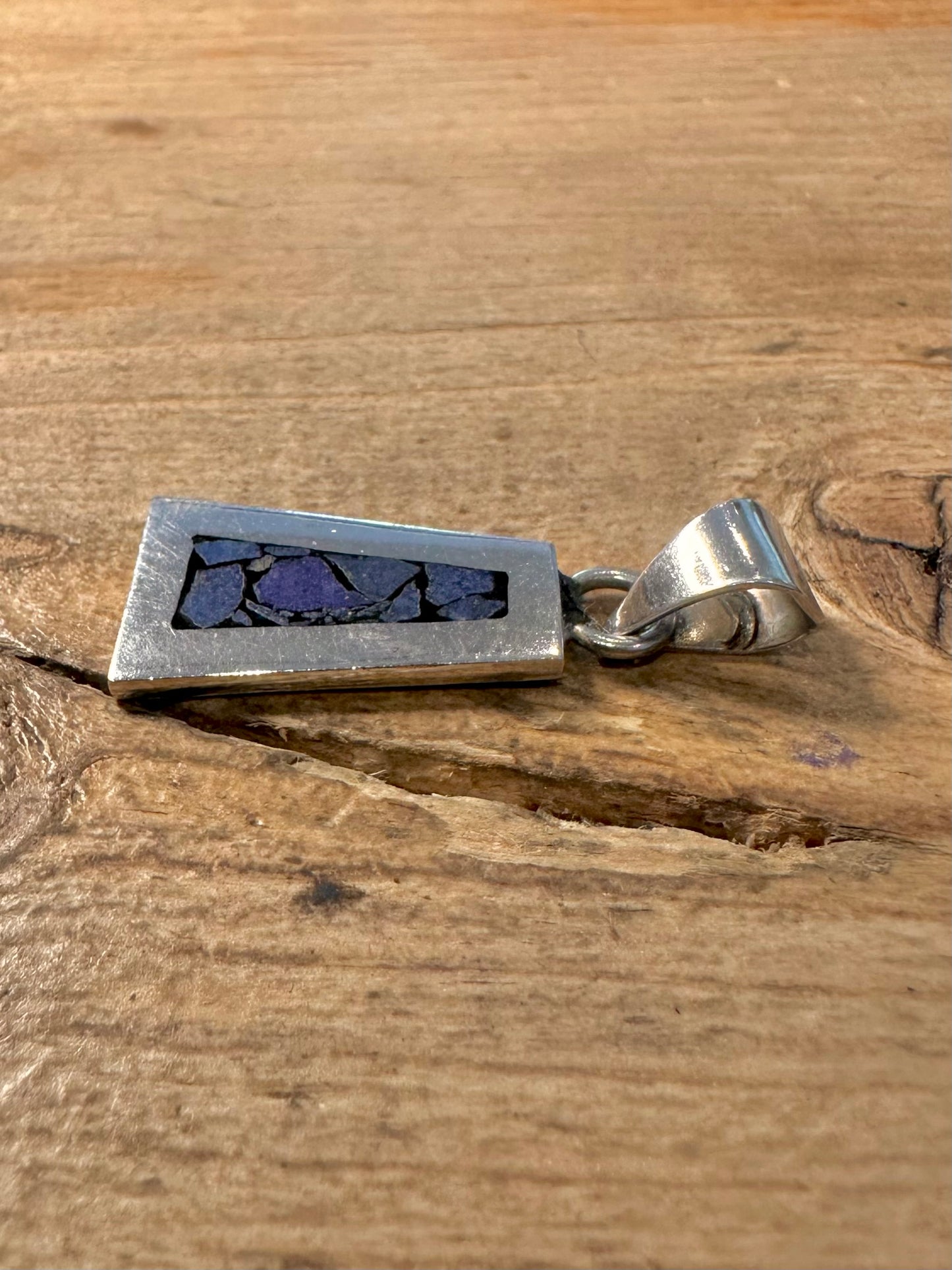 Vintage Lapis Inlay Mexico 925 Silver Pendant
