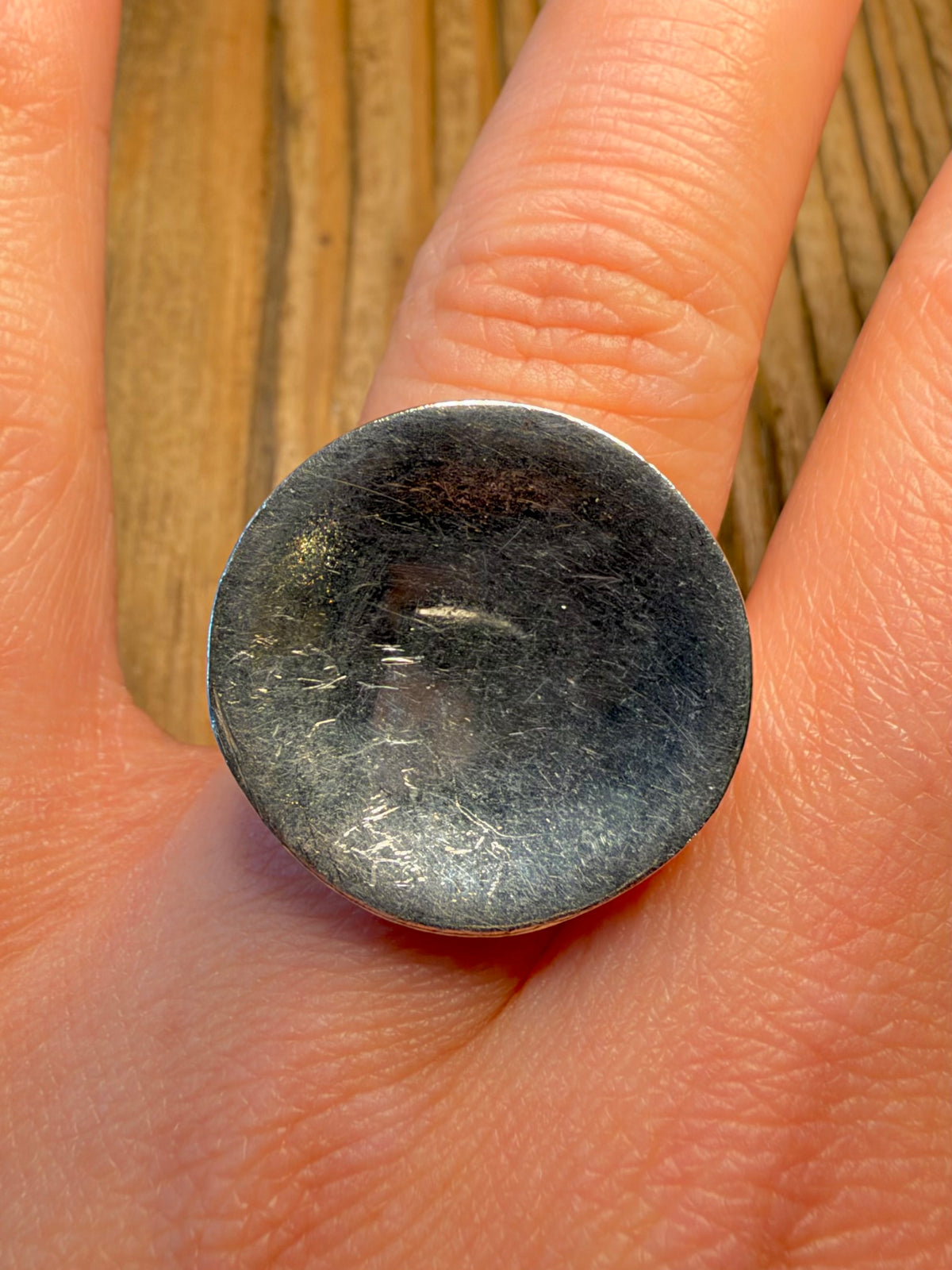 Modernist Disc 925 Sterling Silver Size R1/2 Ring